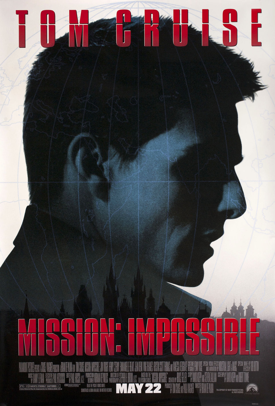 Mission: Impossible — blue-black Tom Cruise profile, May 22 poster